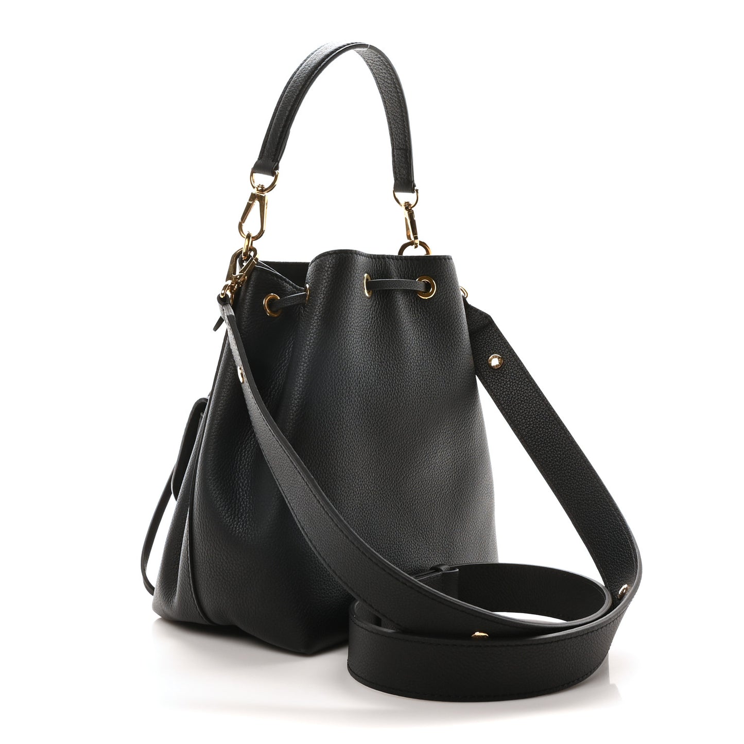Calfskin Lockme Bucket MM Black