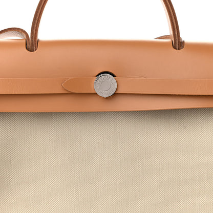 Hermes Military Toile Vache Hunter Herbag Zip 31 PM Beton Naturel 10 of 14