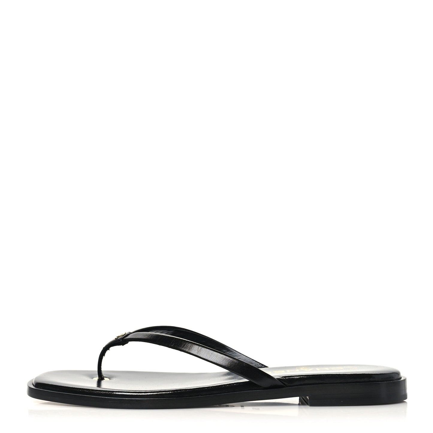 Goatskin CC Times Square Thong Sandals 38.5 Black