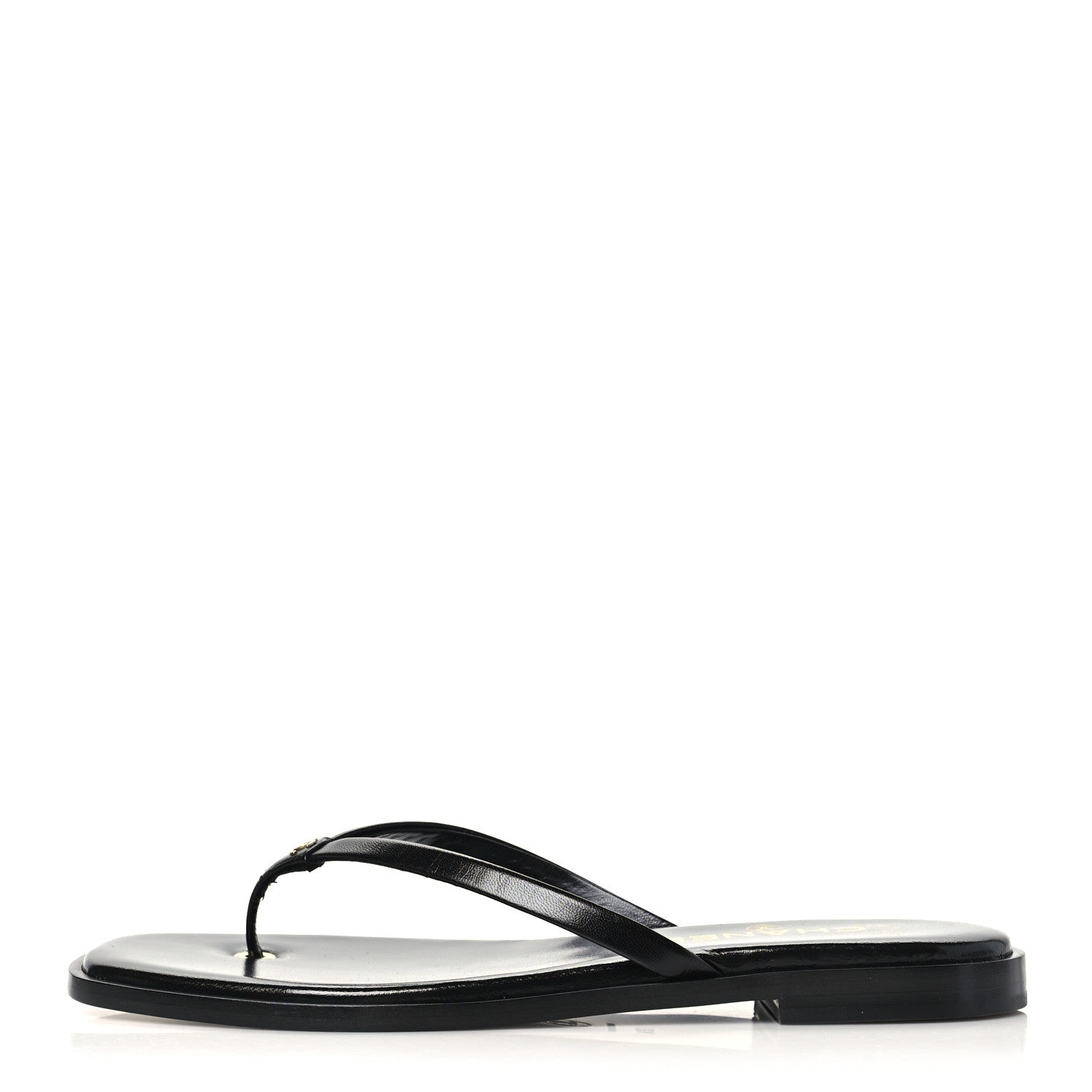 Chanel Goatskin CC Times Square Thong Sandals 38.5 Black 1 of 10