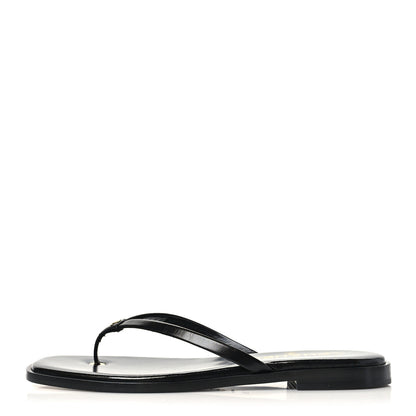 Chanel Goatskin CC Times Square Thong Sandals 38.5 Black 1 of 10