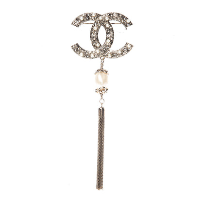 Chanel Pearl Chain CC Tassel Brooch Gold 1 of 4