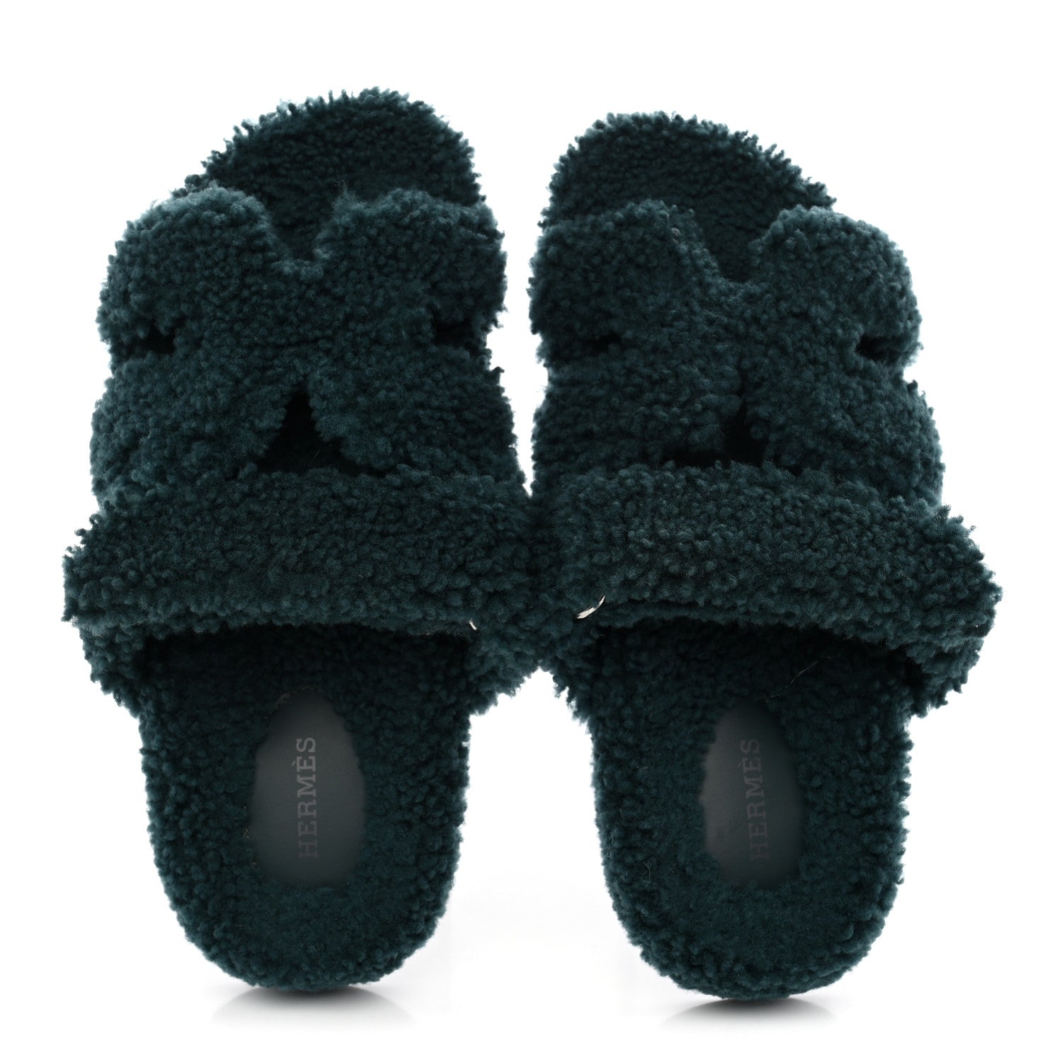 Hermes Woolskin Womens Chypre Sandals 38 Vert Anglais 2 of 9