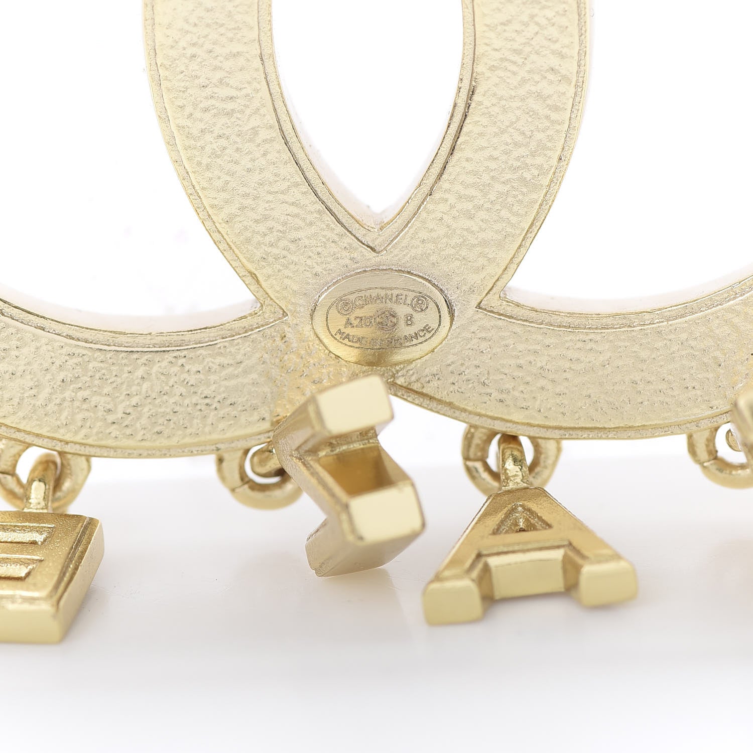 Chanel Crystal Pearl Signature Drop Brooch Gold 4 of 4