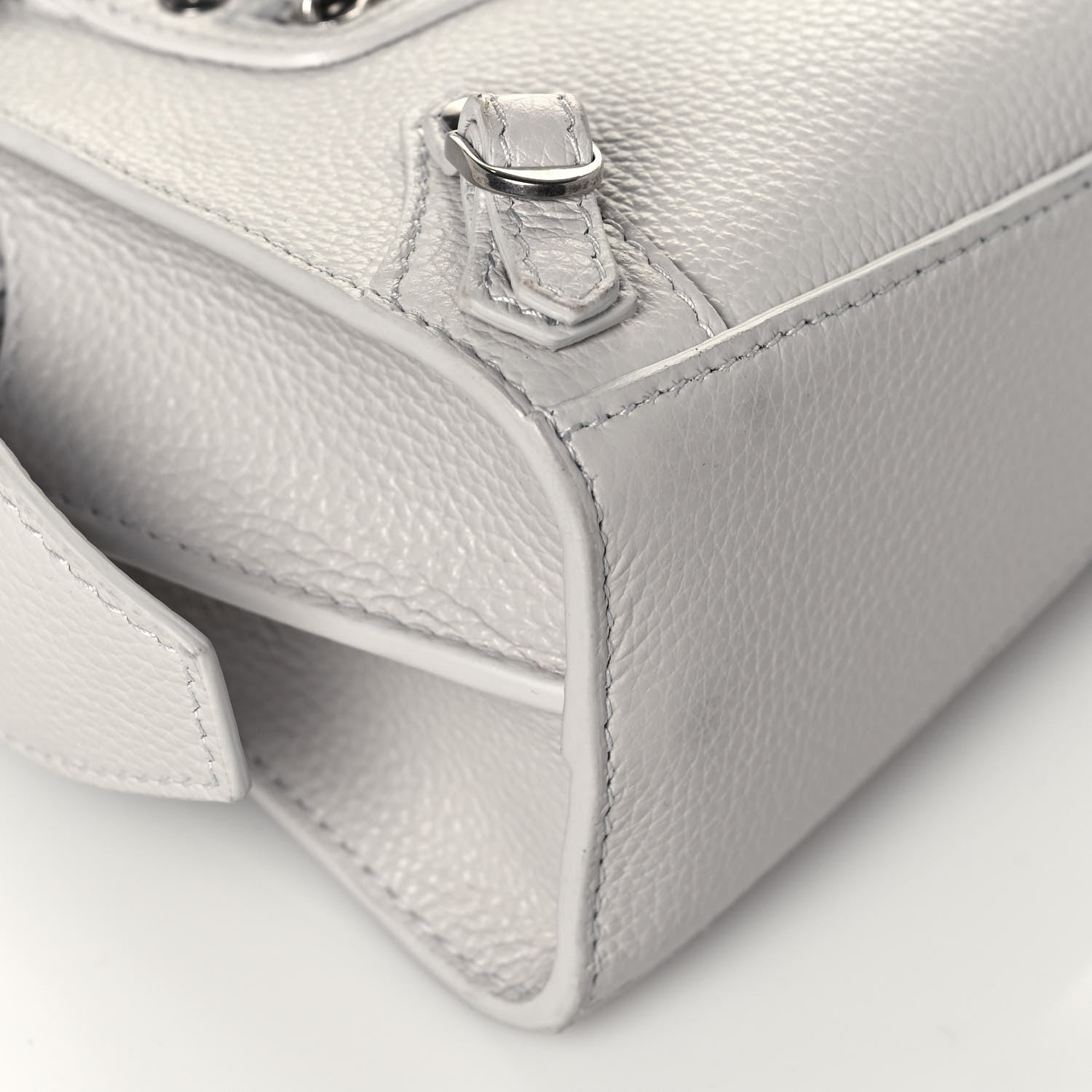 Balenciaga Grained Calfskin Neo Classic Silver Hardware Nano City Crossbody Chalky White 7 of 12