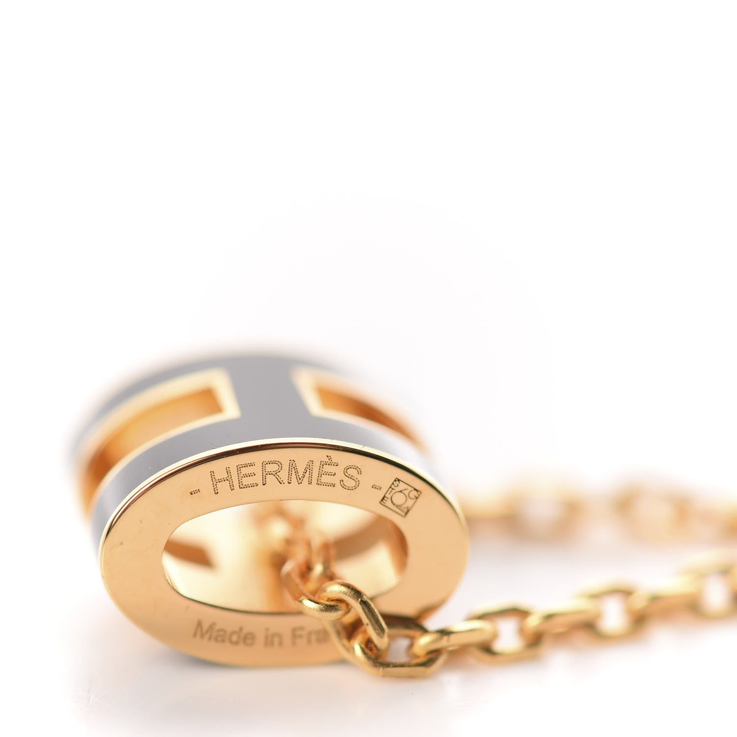 Hermes Lacquered Gold Pop H Pendant Necklace Black 6 of 7