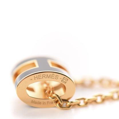 Hermes Lacquered Gold Pop H Pendant Necklace Black 6 of 7