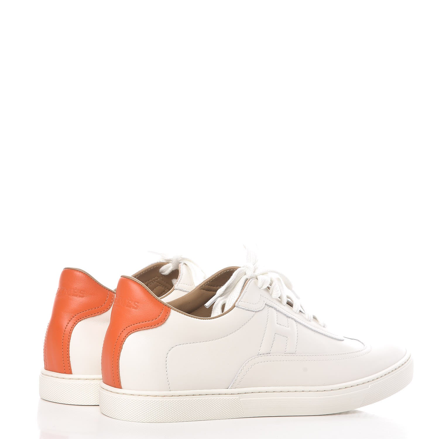 Hermes Calfskin Womens Quicker Sneakers 41 White Orange 4 of 9