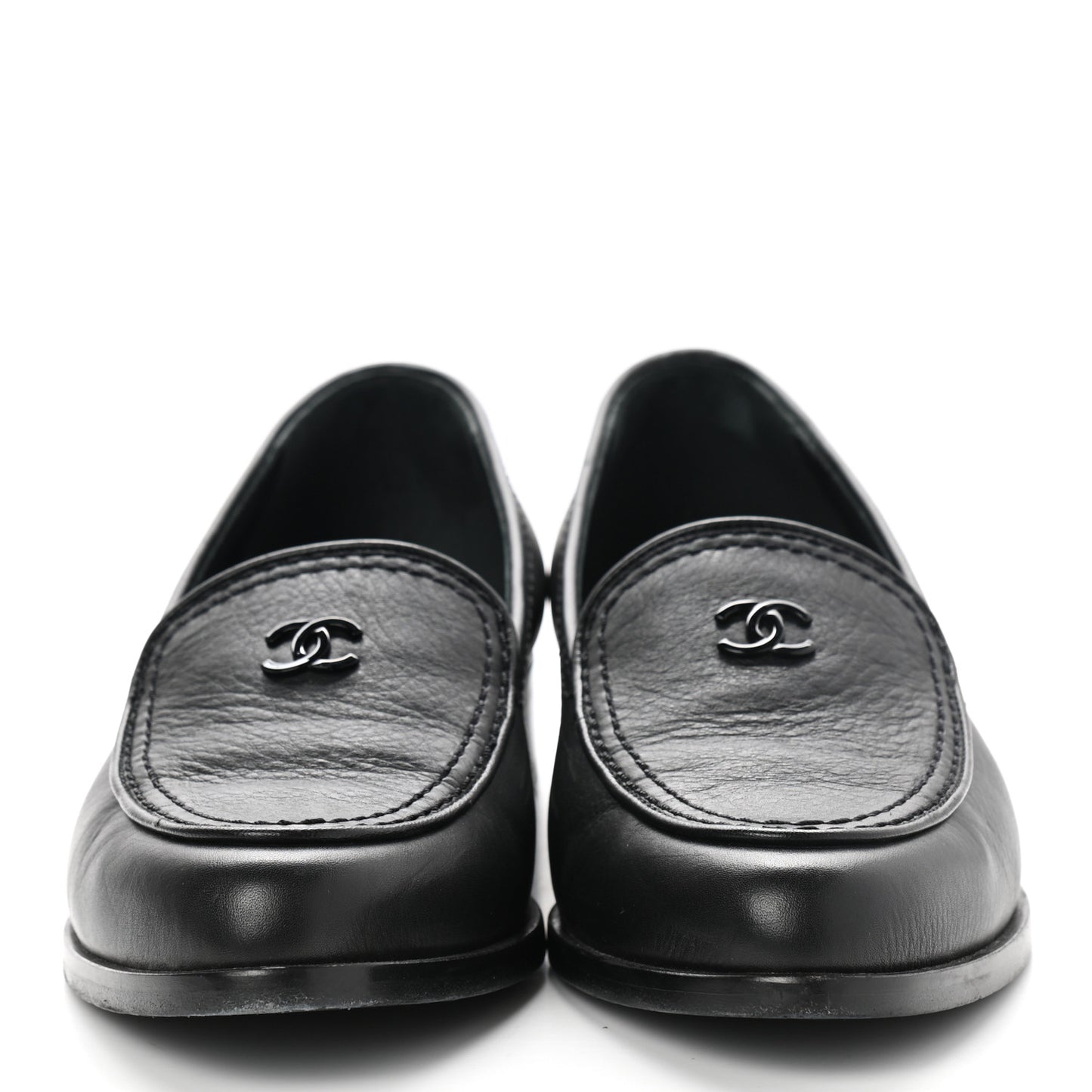 Calfskin CC Mocassin Loafers 36.5 Black
