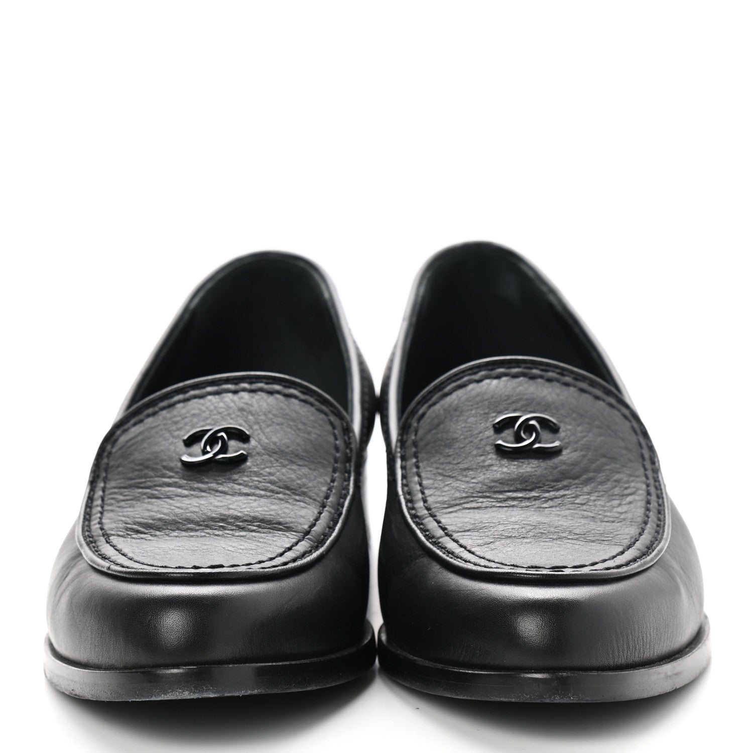 Chanel Calfskin CC Mocassin Loafers 36.5 Black 2 of 11