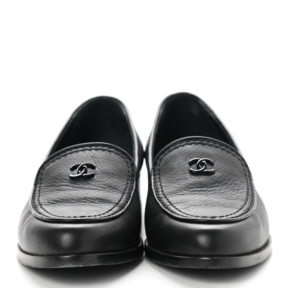 Chanel Calfskin CC Mocassin Loafers 36.5 Black 2 of 11
