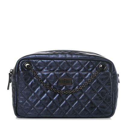 Chanel Metallic Aged Calfskin Quilted Medium Reissue Camera Case Bag Blue 1 of 10