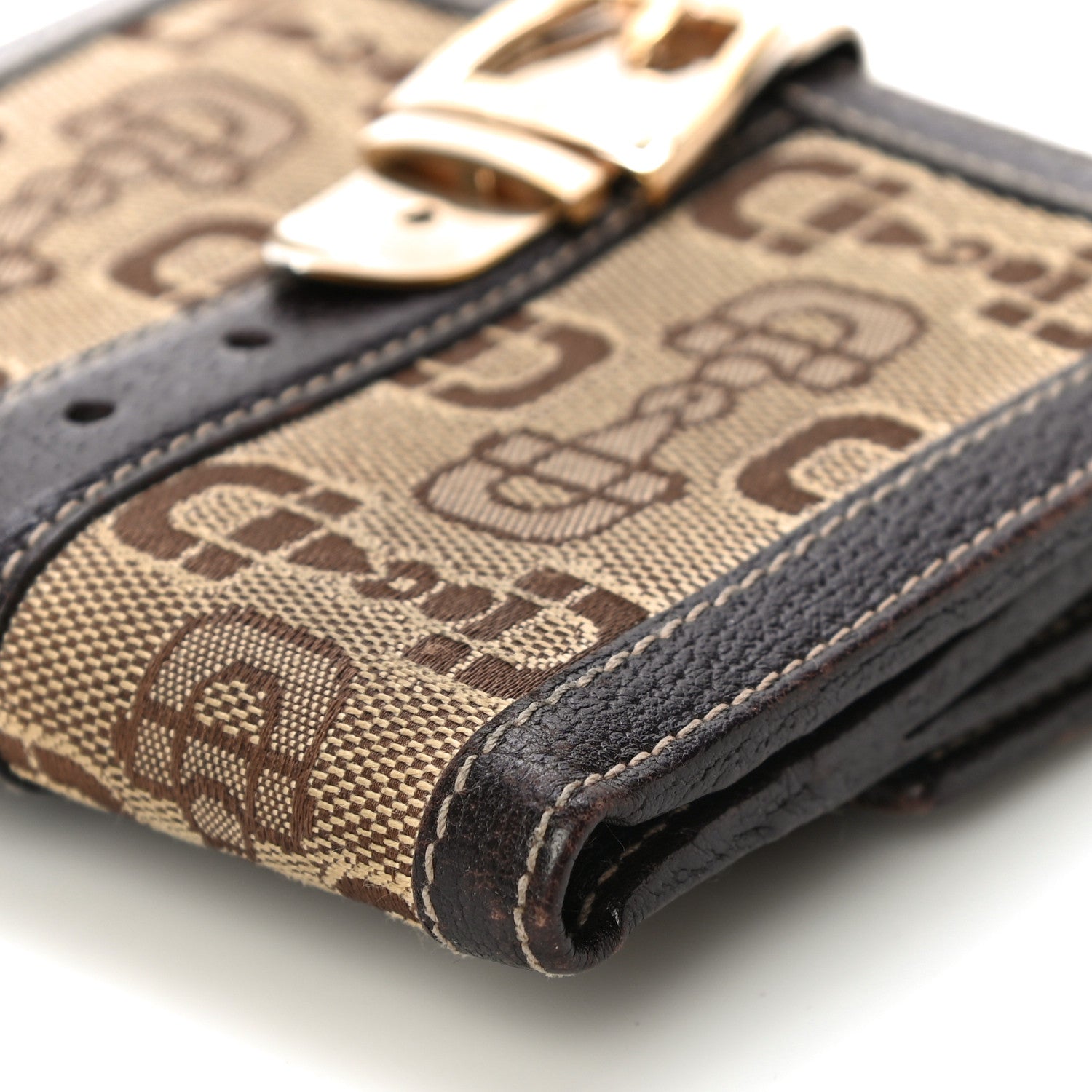 Gucci Horsebit Canvas Buckle Compact Wallet Brown 11 of 19
