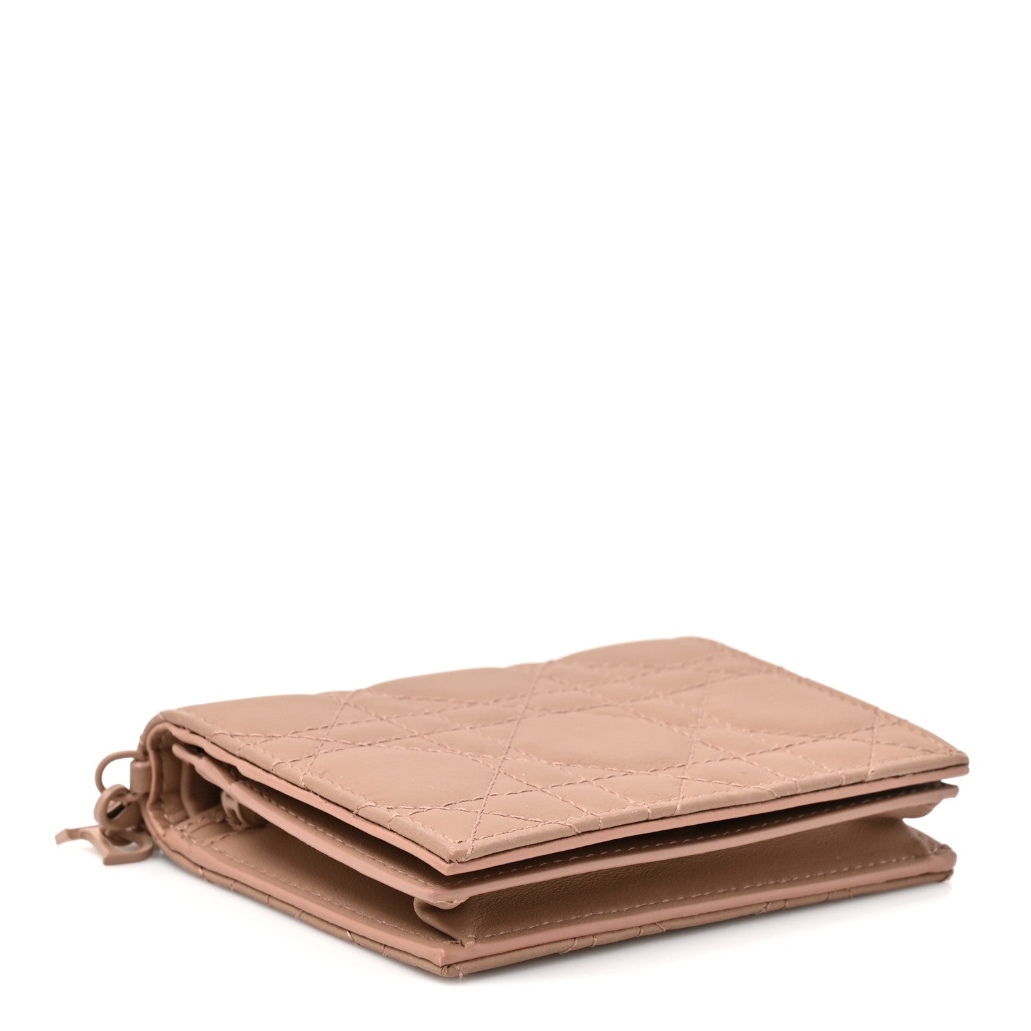 Christian Dior Ultra Matte Calfskin Cannage Mini Lady Dior Wallet Beige 4 of 7