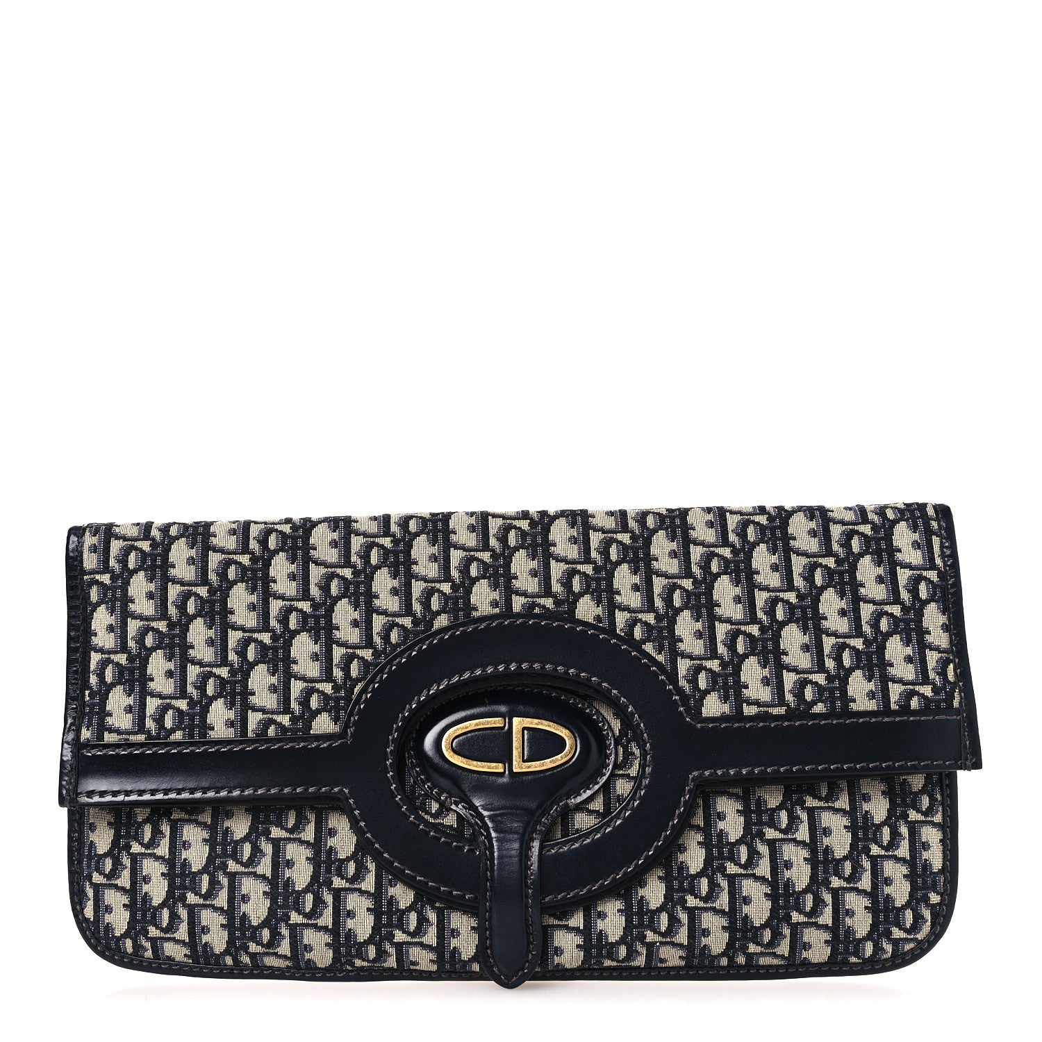 Christian Dior Oblique Fold Over Clutch Blue 1 of 9