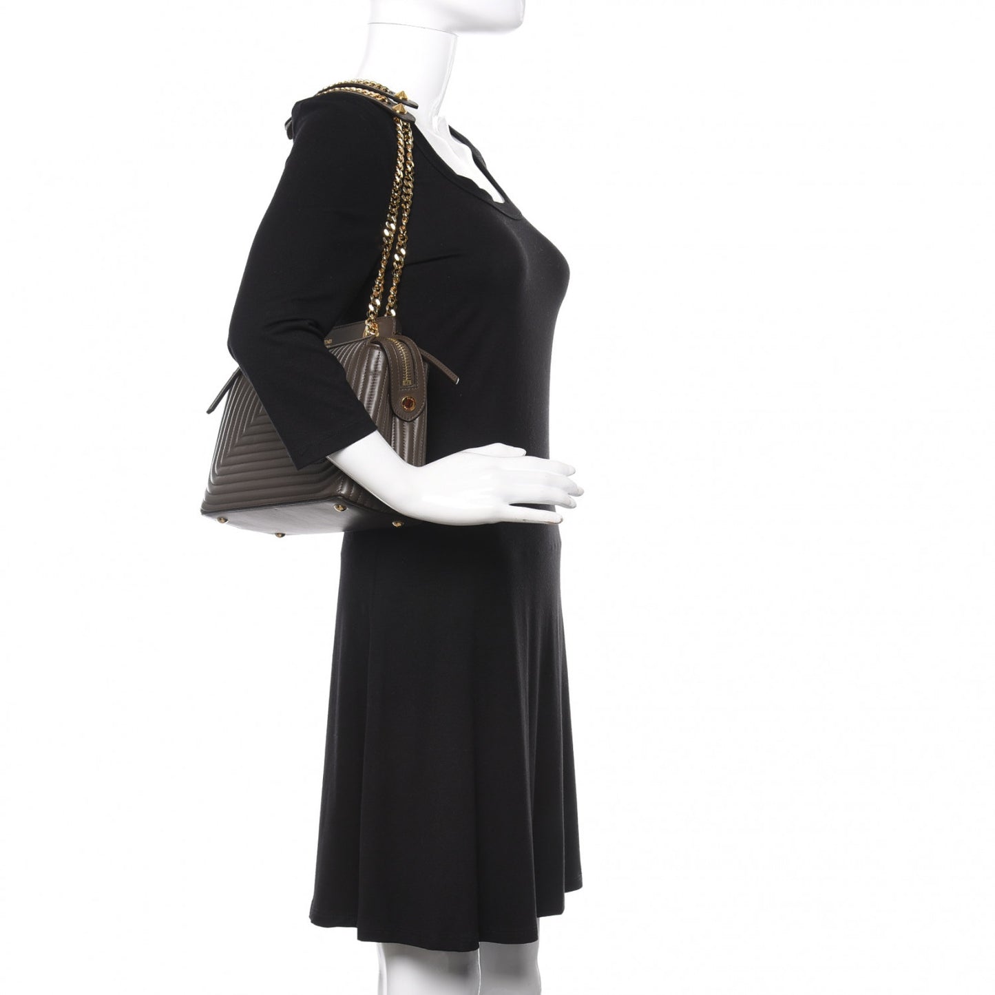 Shiny Nappa Trapuntata Chain Small DotCom Click Chain Satchel Carbone