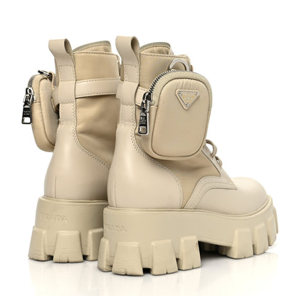 Prada Spazzolato Rois Re-Nylon Metal Triangle Logo Monolith Pouch Pocket 55mm Boots 38.5 Deserto 4 of 9