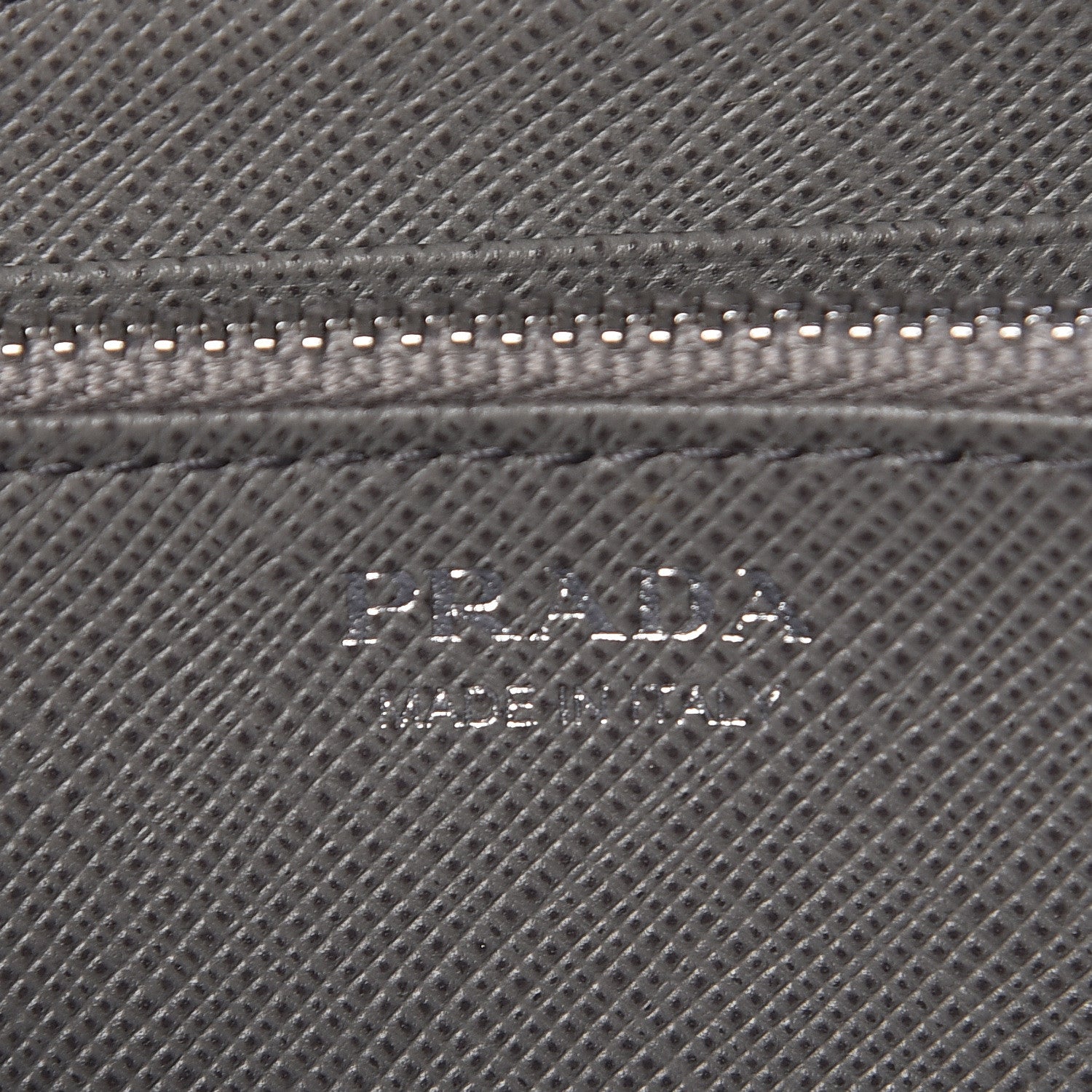 Prada Saffiano Shine Monochrome Zip Around Wallet Grey 7 of 9