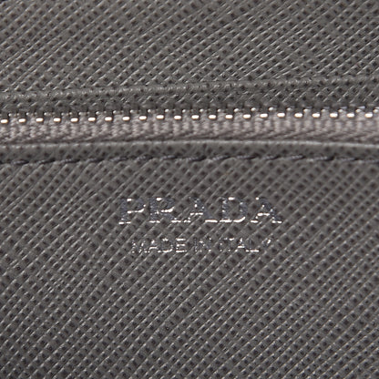 Prada Saffiano Shine Monochrome Zip Around Wallet Grey 7 of 9