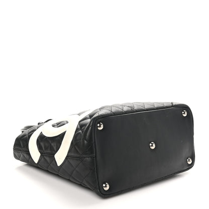 Chanel Calfskin Quilted Large Cambon Tote Black White 4 of 10