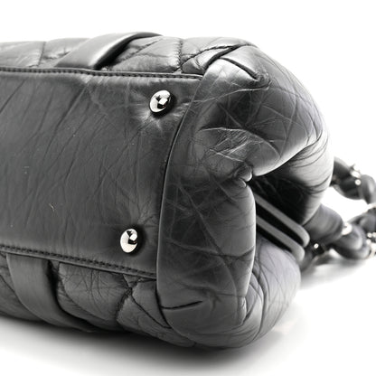 Chanel Distressed Lambskin Lady Braid Frame Bowler Black 10 of 11