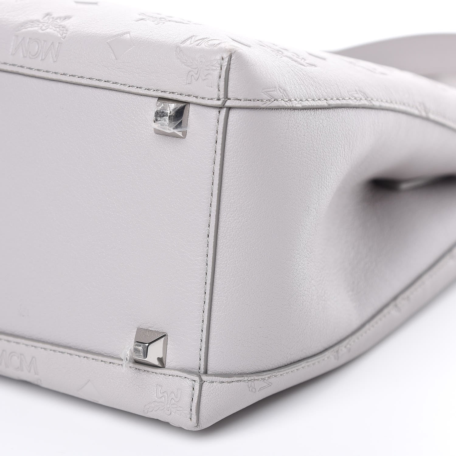 MCM Calfskin Ottomar Monogram Sarah Convertible Hobo Dove 8 of 10