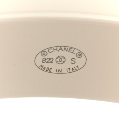 Chanel Resin Logo Bangle Bracelet Black White 4 of 5