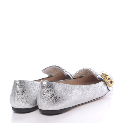 Gucci Galassia GG Marmont Fringe Flats 37.5 Argento 4 of 10