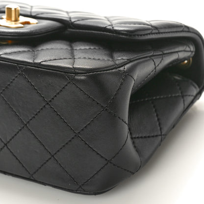 Chanel Lambskin Quilted Mini Sweet Camellia Flap Black 10 of 10