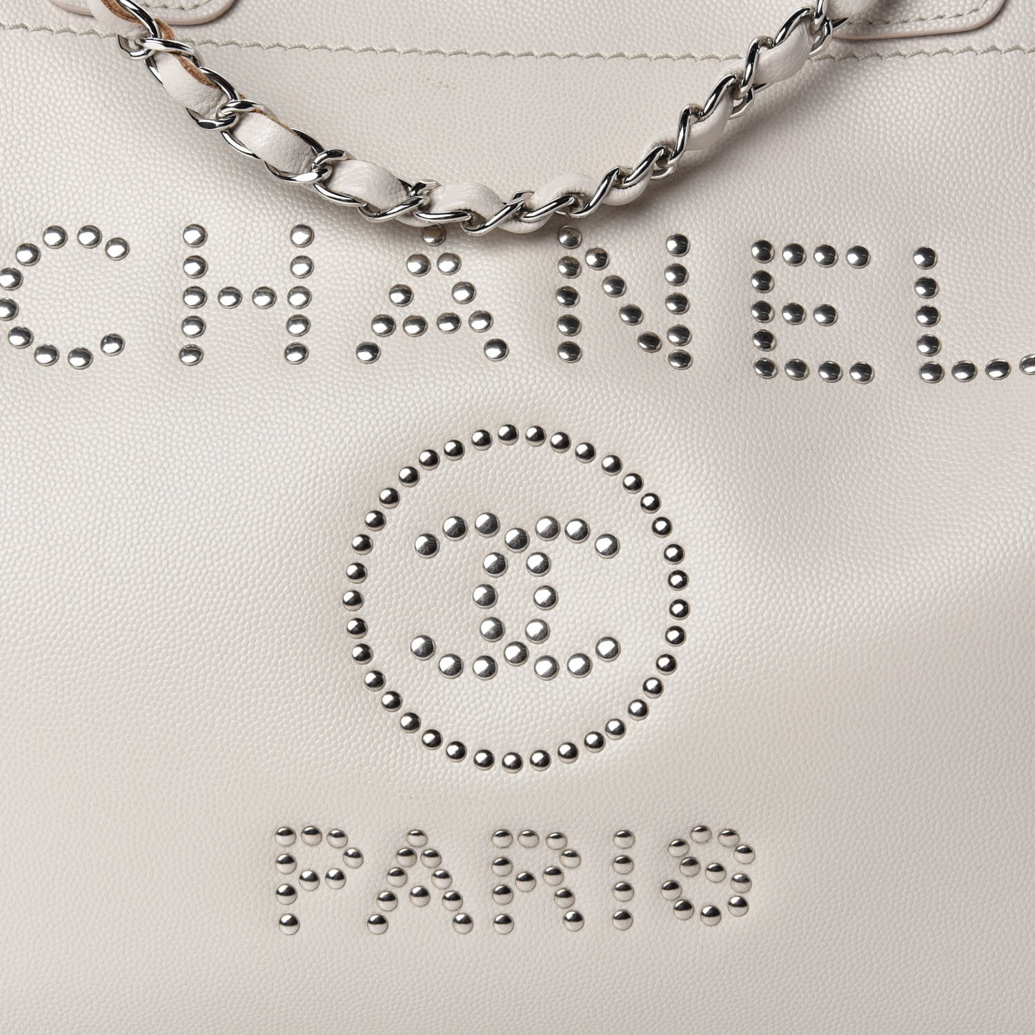 Chanel Caviar Medium Studded Deauville Tote Beige 14 of 14