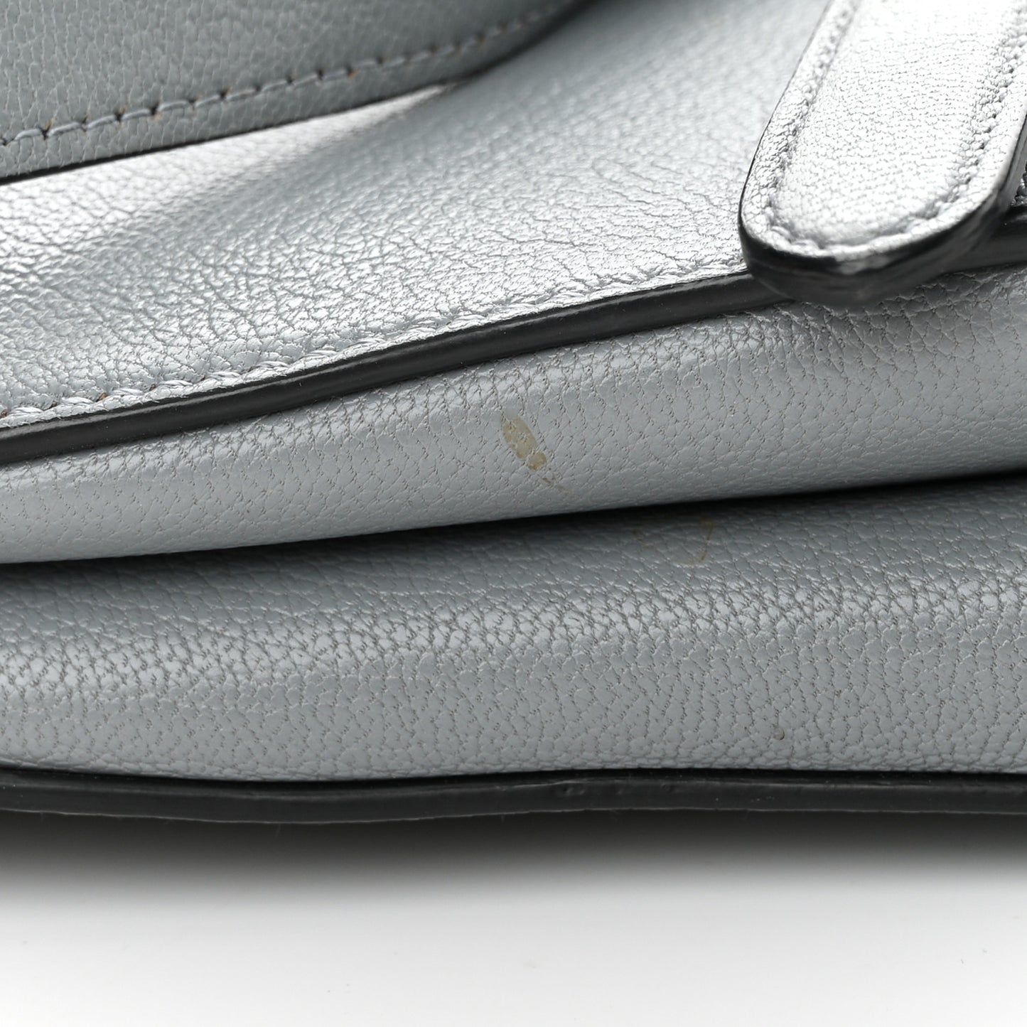 Grained Calfskin Saddle Bag Grey Stone