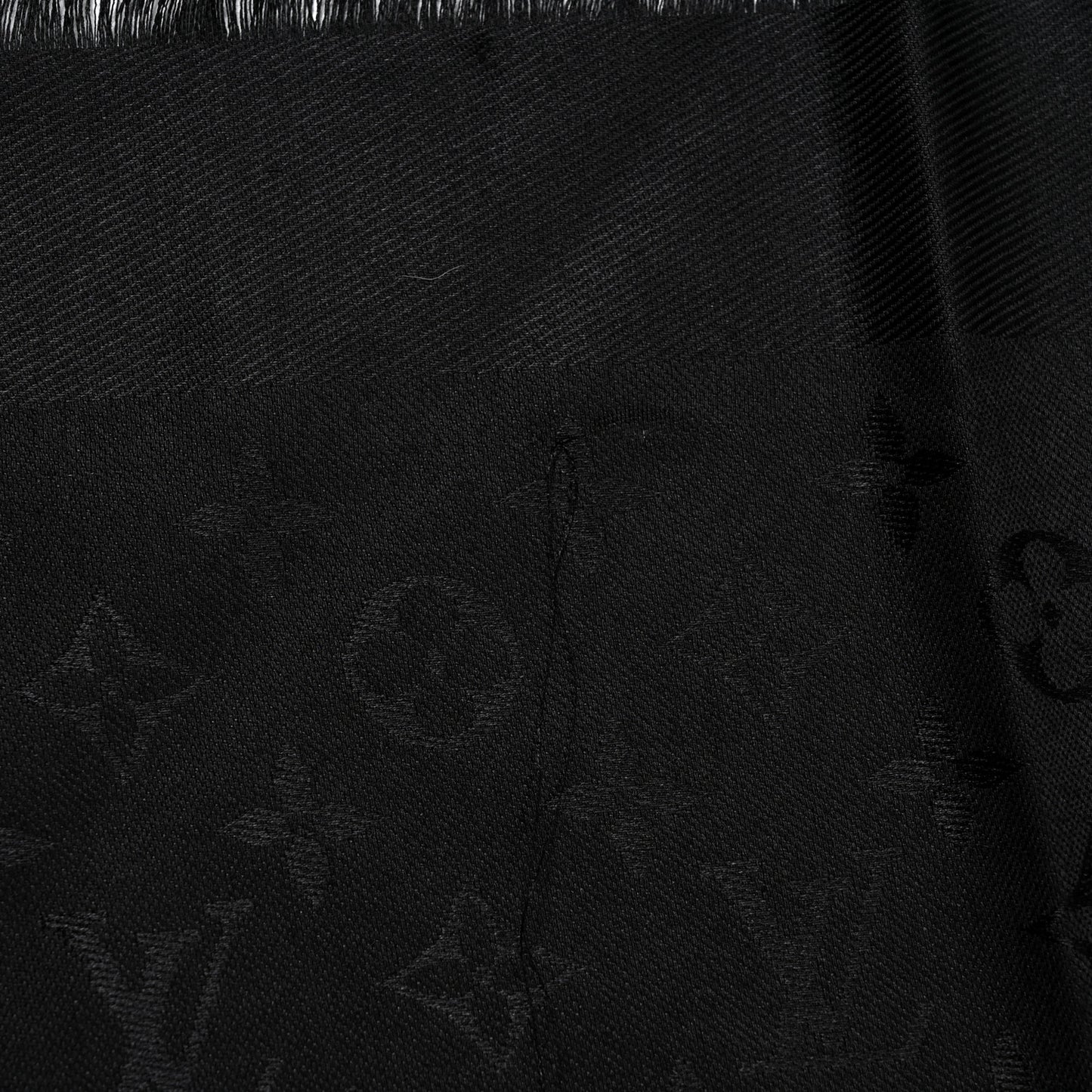 Silk Wool Monogram Shawl Black