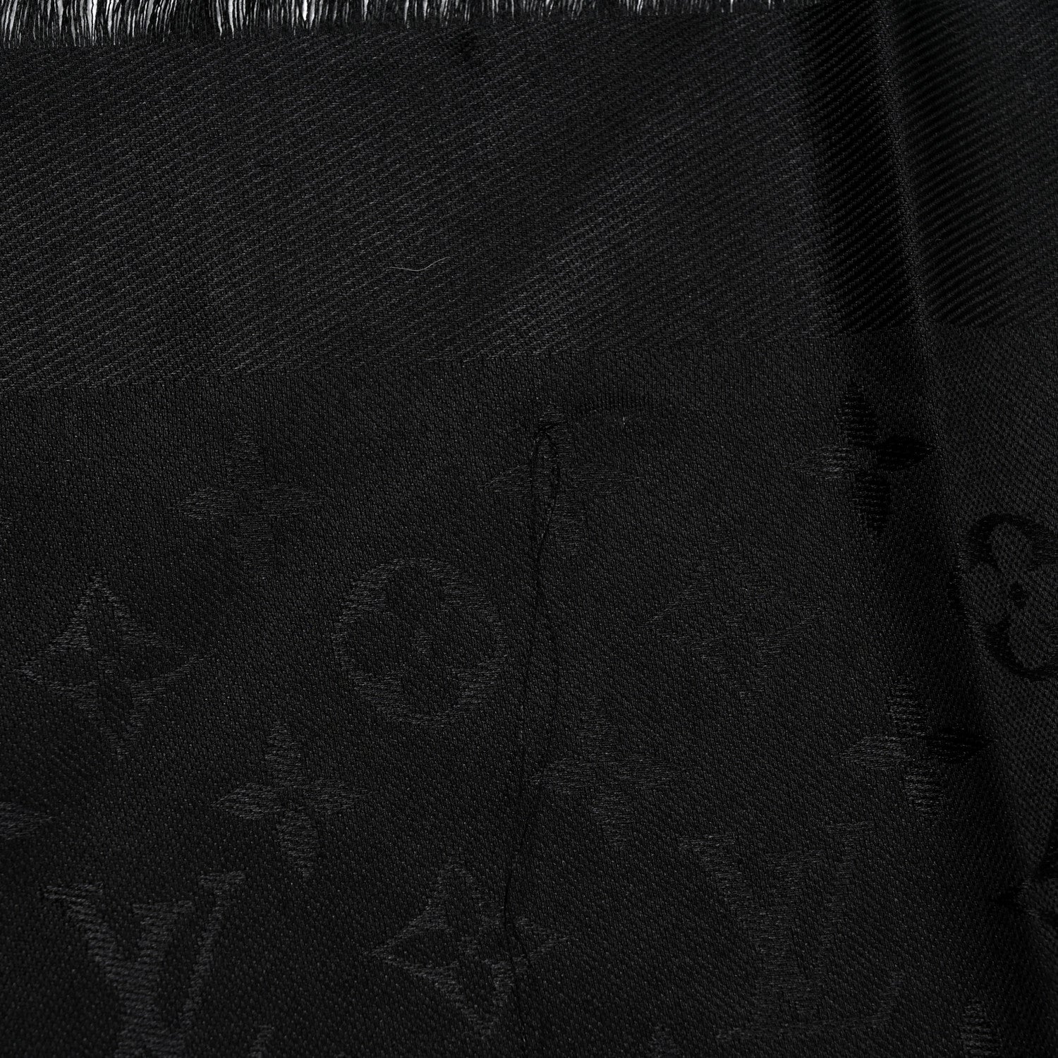 Louis Vuitton Silk Wool Monogram Shawl Black 4 of 5