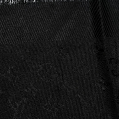 Louis Vuitton Silk Wool Monogram Shawl Black 4 of 5