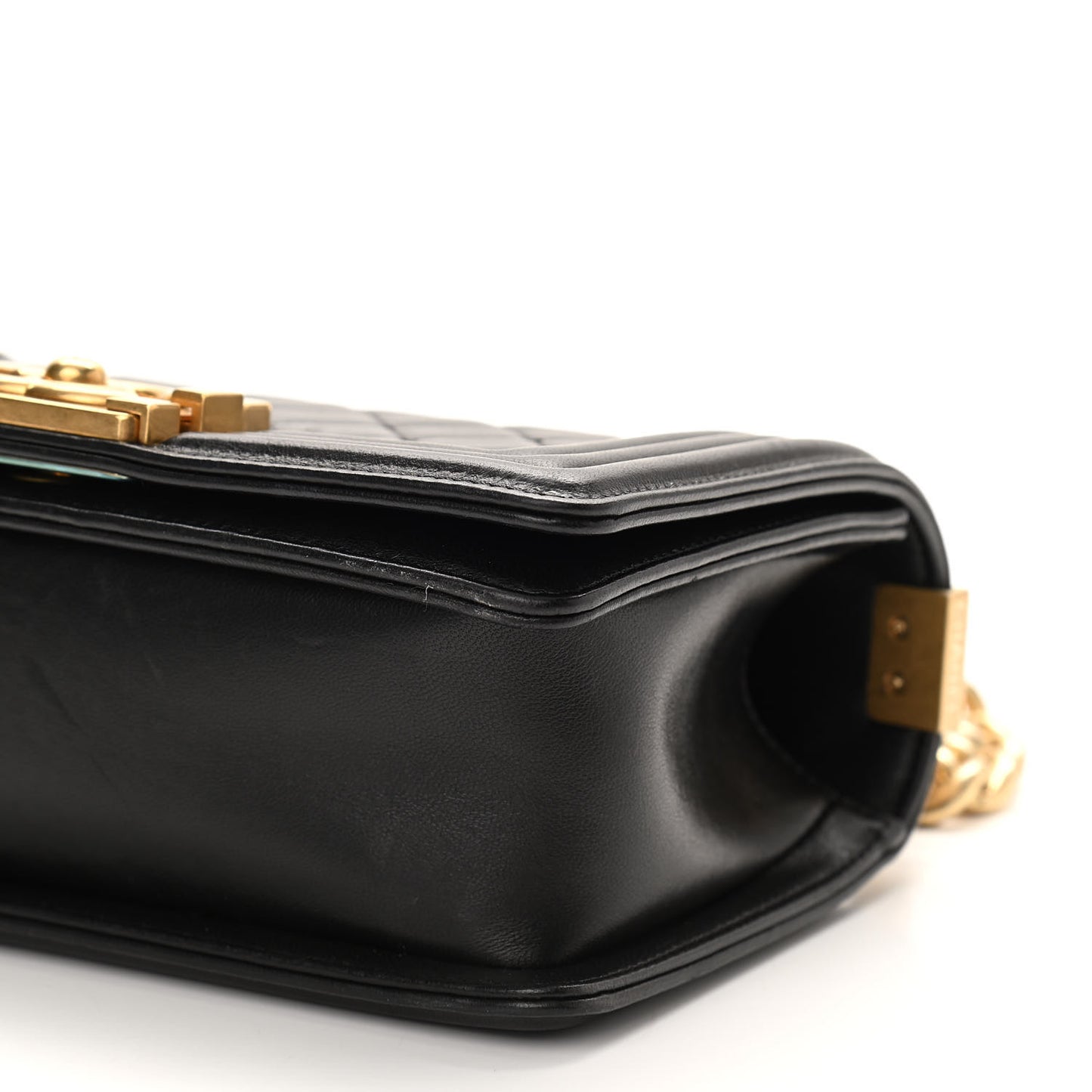 Lambskin Quilted Small Boy Flap Black