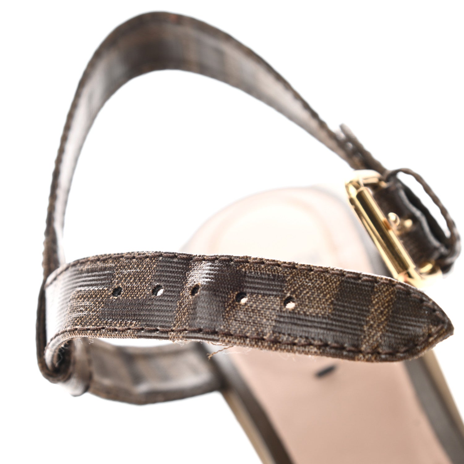 Fendi Glazed Fabric FF Wedge Sandals 36.5 Tobacco Moro 8 of 19