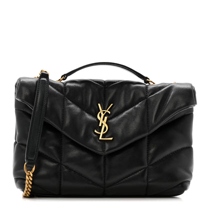 Saint Laurent Lambskin Quilted Toy Loulou Puffer Monogram Chain Satchel Black 1 of 13