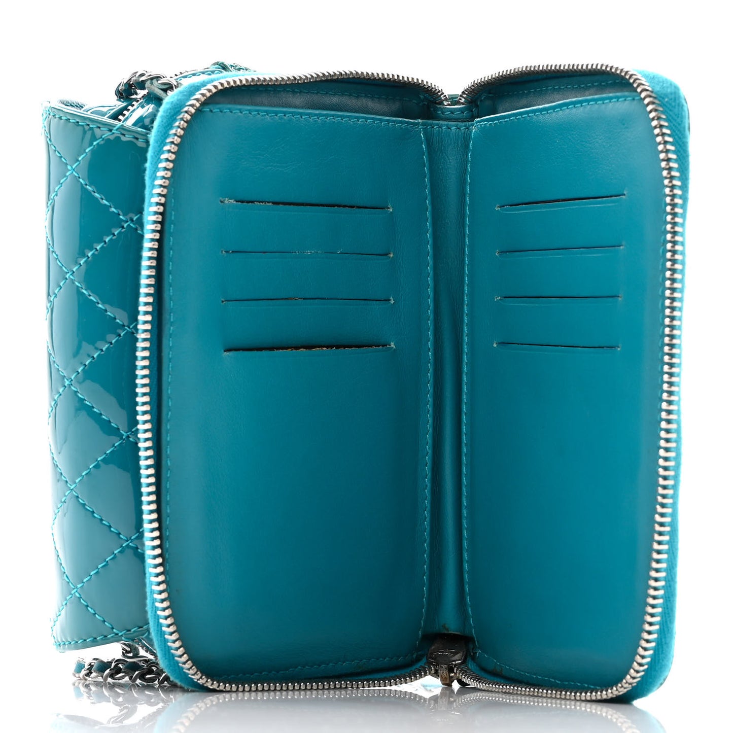 Patent Brilliant Mini Flap WOC Bag Blue
