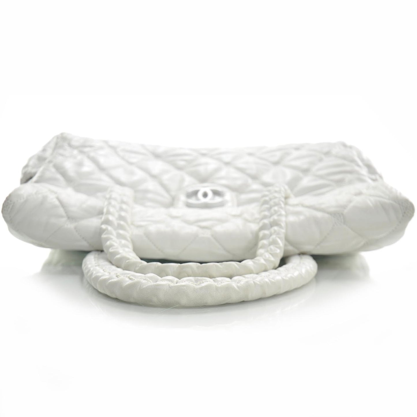 Quilted Lambskin Large Hidden Chain Tote White