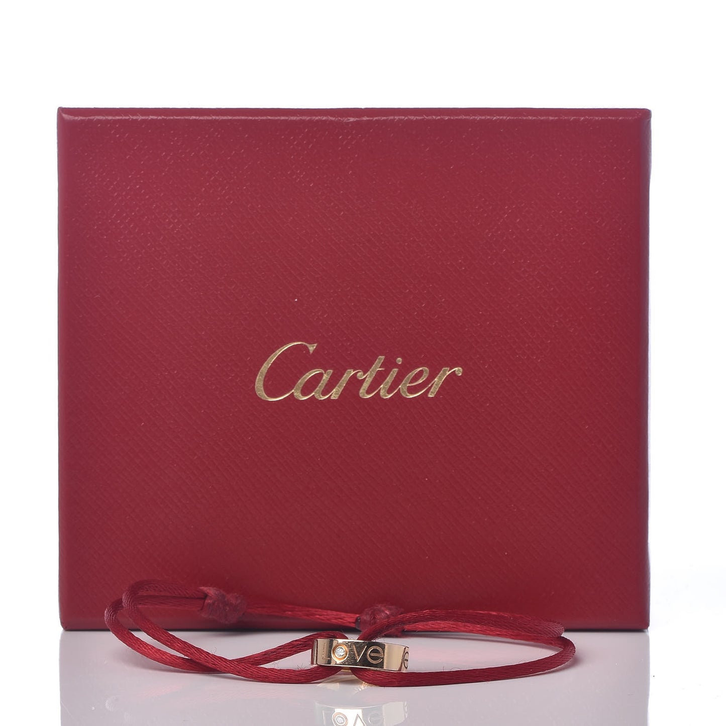 18K Pink Gold Diamond Charity LOVE Adjustable Cord Bracelet Red