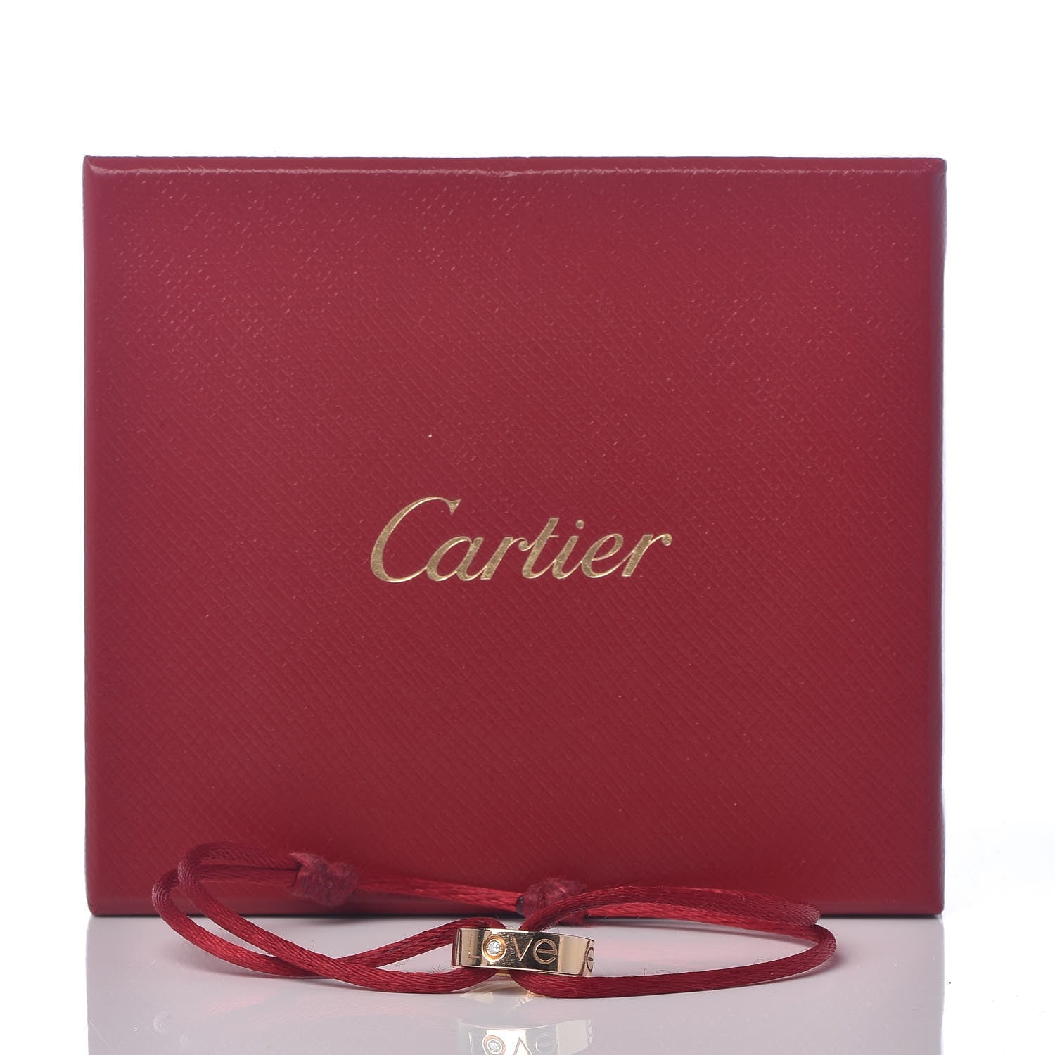 Cartier 18K Pink Gold Diamond Charity LOVE Adjustable Cord Bracelet Red 6 of 6