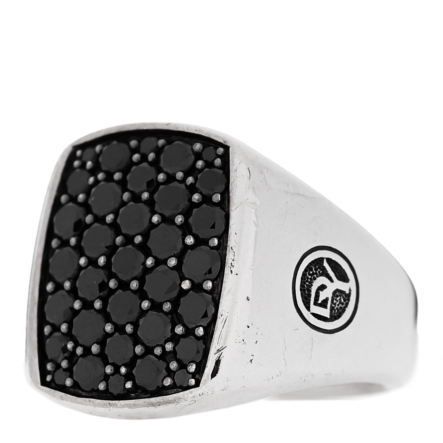 Sterling Silver Black Diamond Streamline Signet Ring 52 6