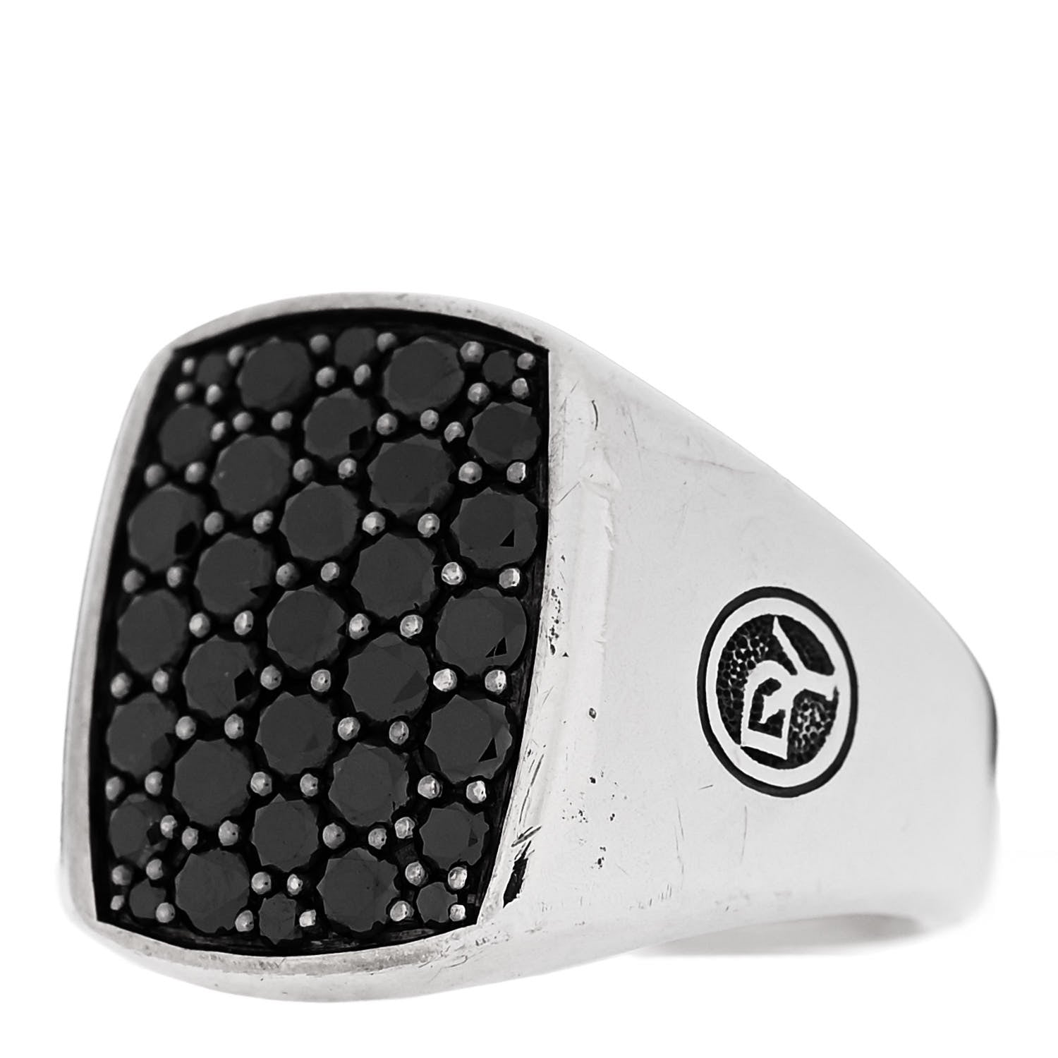 David Yurman Sterling Silver Black Diamond Streamline Signet Ring 52 6 3 of 6