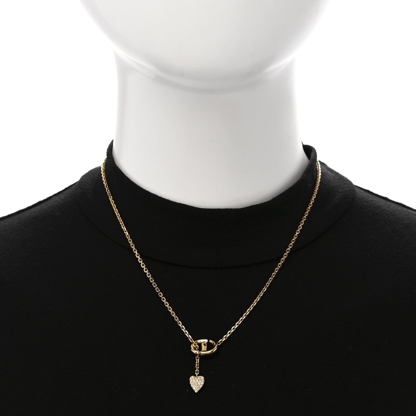 Crystal CD Heart Pendant Necklace Gold
