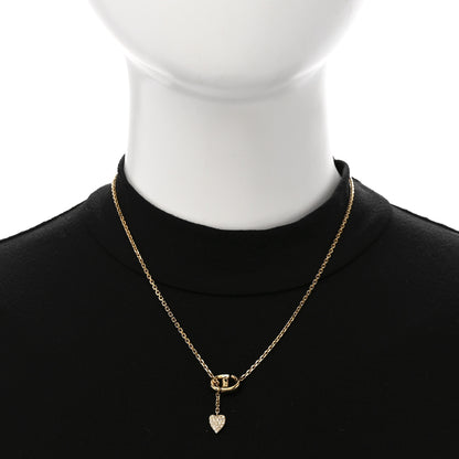 Christian Dior Crystal CD Heart Pendant Necklace Gold 2 of 7