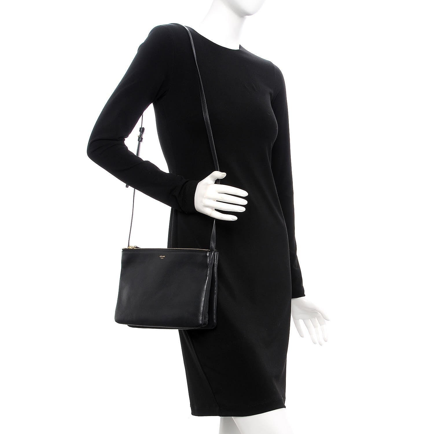 Celine Lambskin Large Trio Crossbody Bag Navy Blue 2 of 9