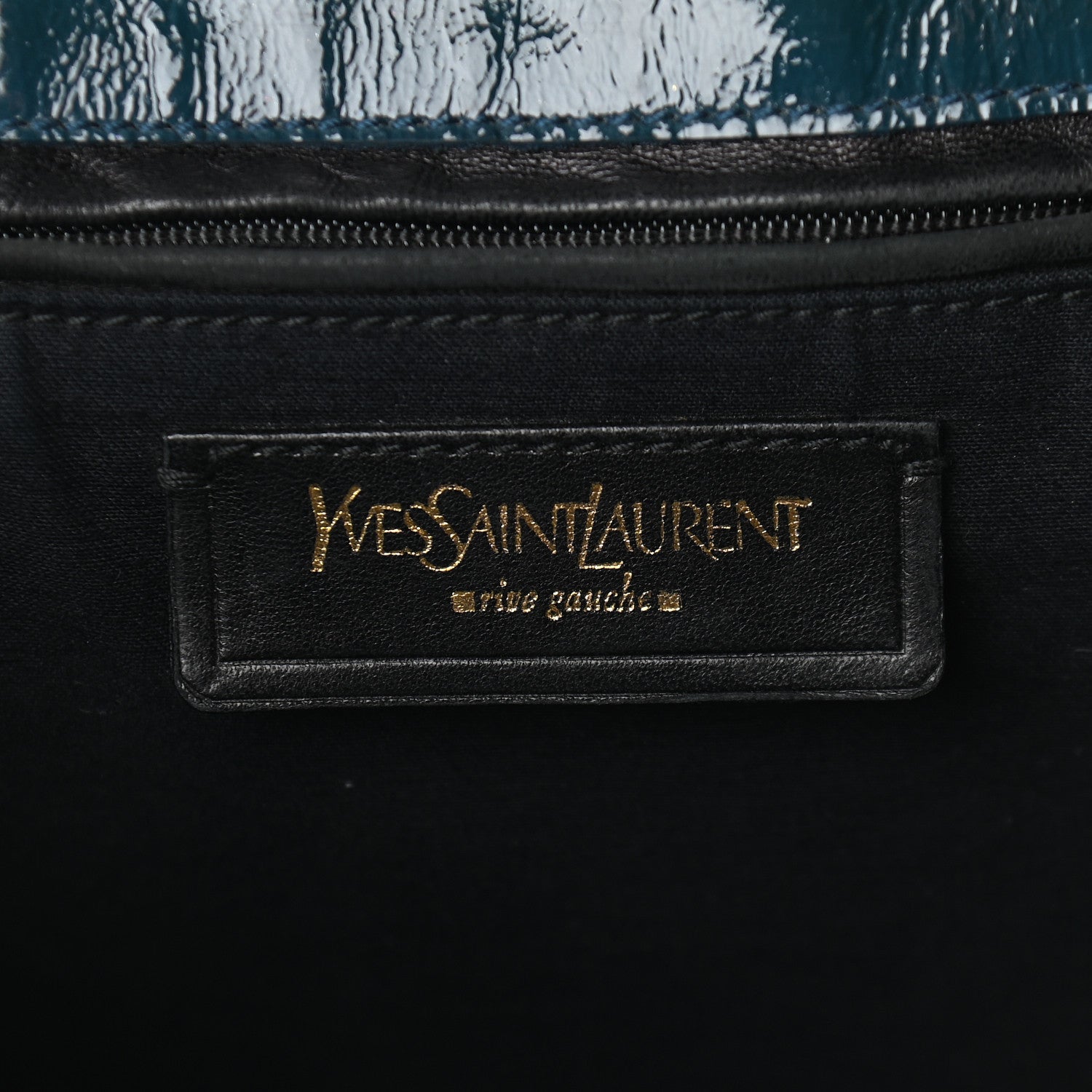 Saint Laurent Patent Calfskin Tribute Tote Petrol 6 of 9