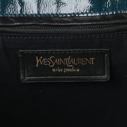 Saint Laurent Patent Calfskin Tribute Tote Petrol 6 of 9
