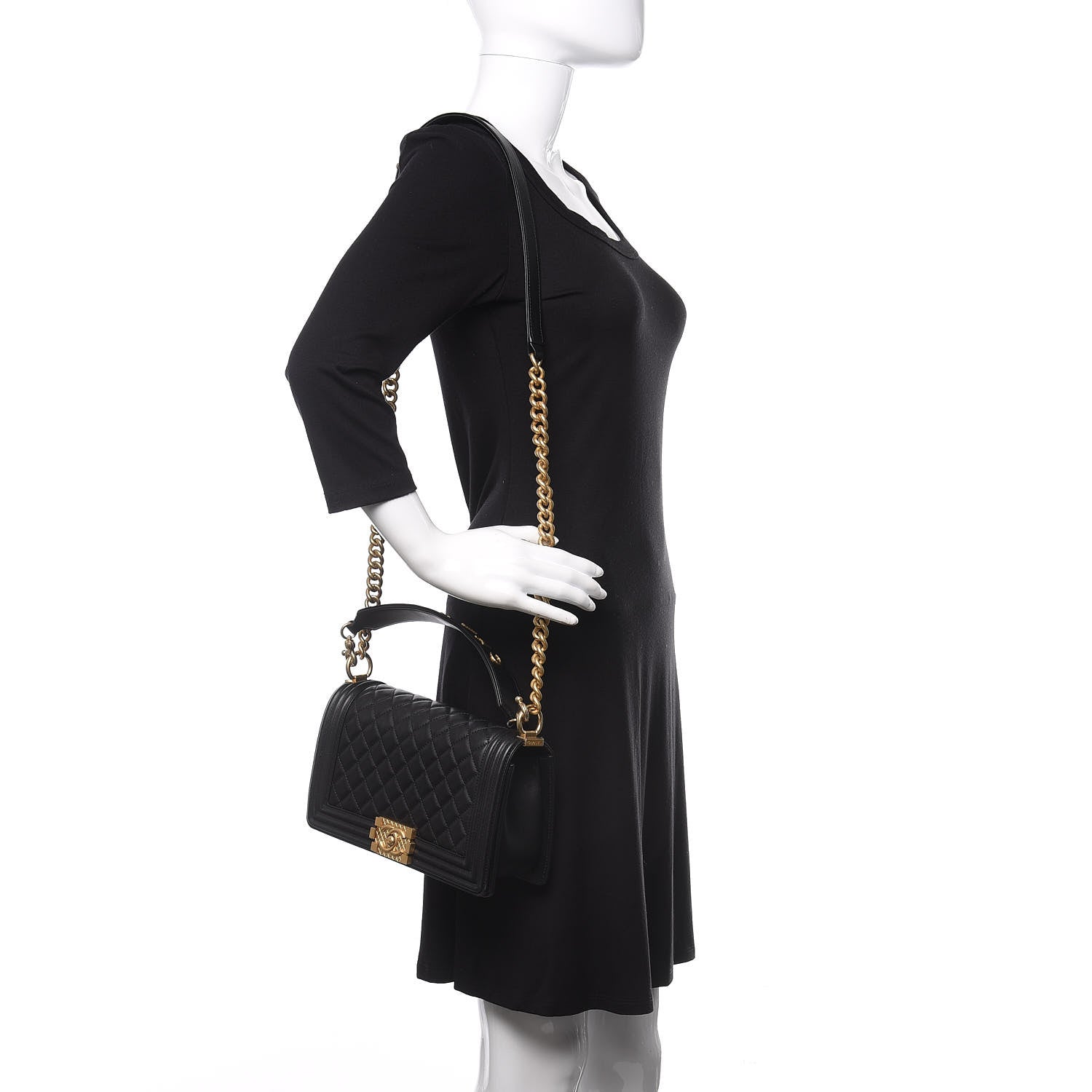 Chanel Calfskin Medium Boy Logo Top Handle Flap Black 2 of 11