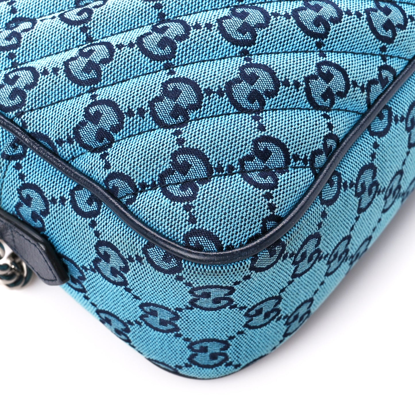 Monogram Multicolor Matelasse Diagonal Small GG Marmont Chain Shoulder Bag Light Blue